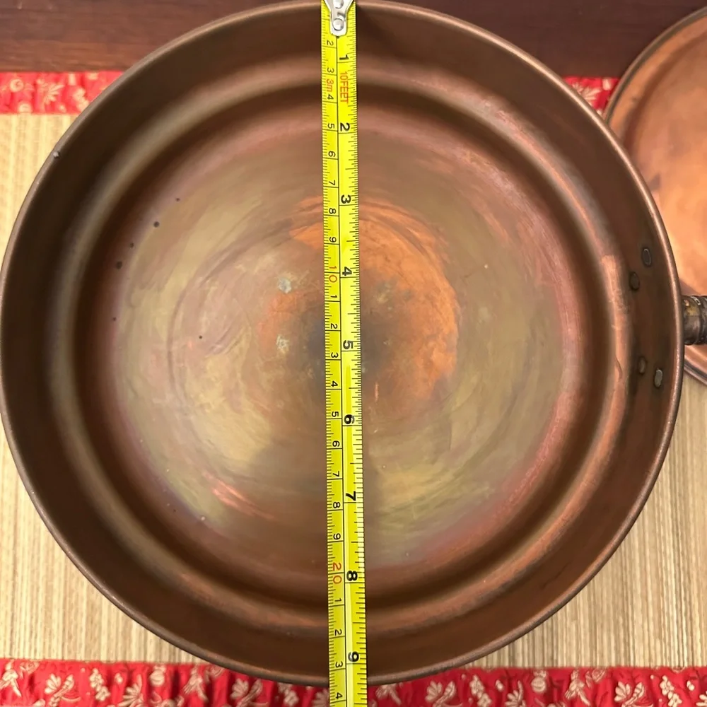 Copper & Brass Chafing Dish Wood Handle Made in Pescia Italy